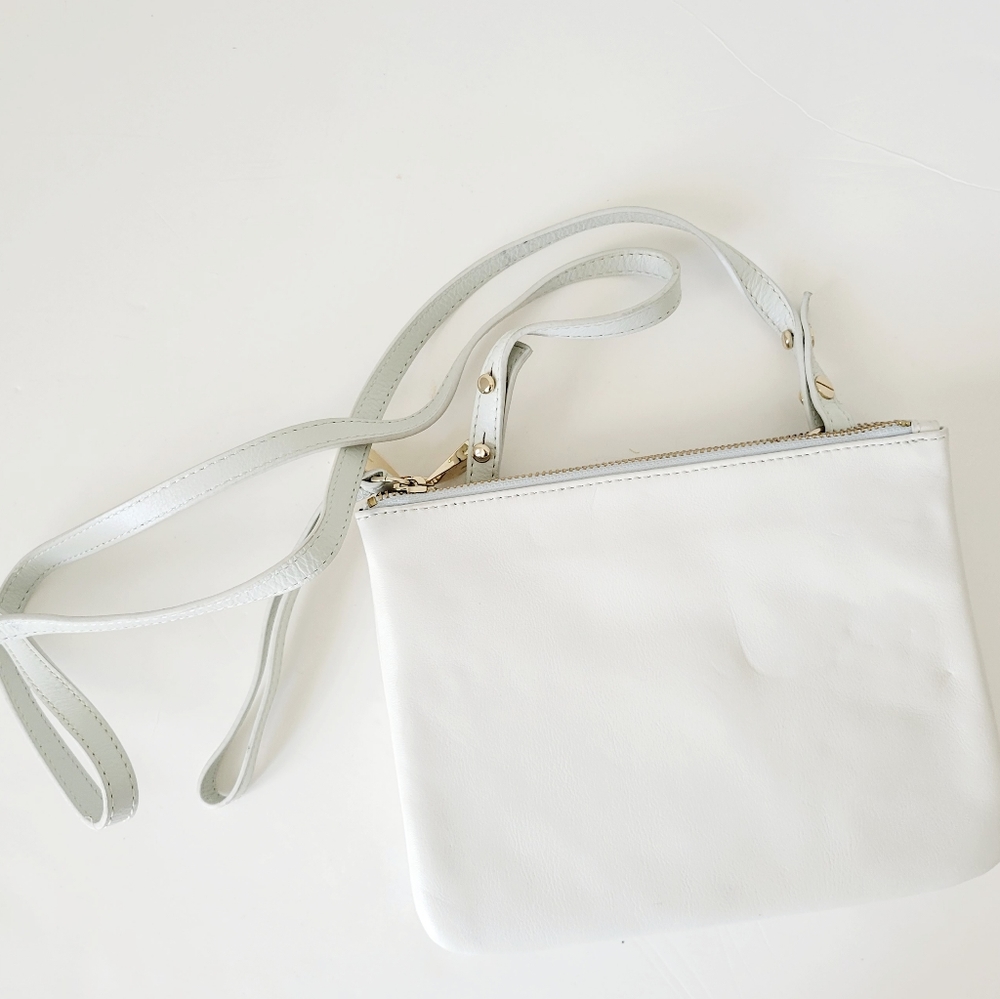 Pour La Victoire Trio White Leather Crossbody Purse